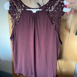 H&M Lace Detail Sleeveless Top - Brown